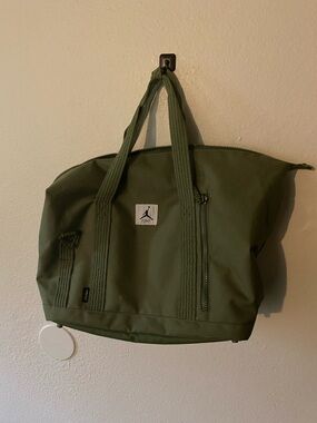Jordan Olive Canvas Duffel Tote Bag - Green